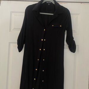 Allison Brittney Black Dress with Gold Buttons